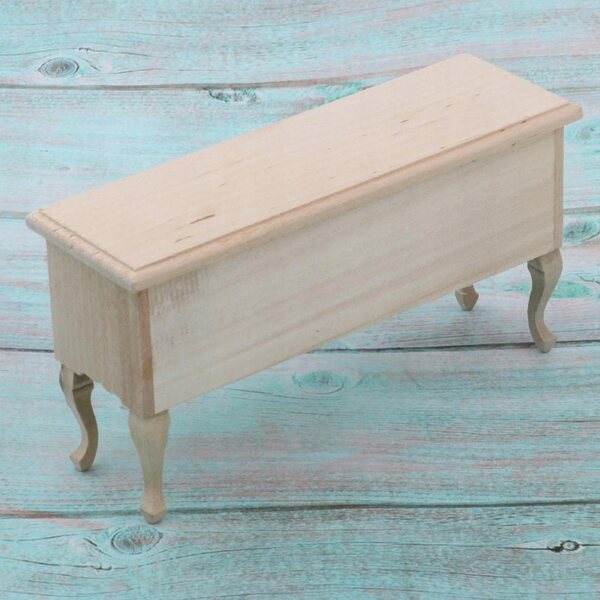 Miniatura tavolo con cassetti in legno non verniciato per casa delle bambole 1:12