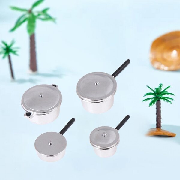 1:12 Puppenhaus Mini-Küchenutensilien-Set, 4-teilig, Legierung