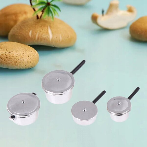 1:12 Puppenhaus Mini-Küchenutensilien-Set, 4-teilig, Legierung