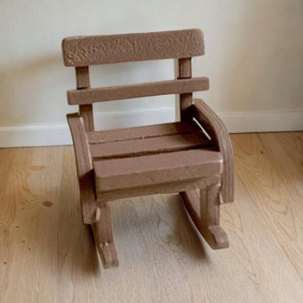 Mini Sedia a Dondolo in Legno per Casa delle Bambole Vintage Marrone Scuro