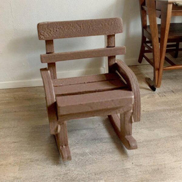Mini Sedia a Dondolo in Legno per Casa delle Bambole Vintage Marrone Scuro
