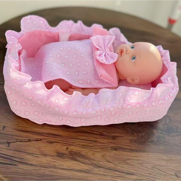 Amaca morbidissima per bambole 30 cm con coperta e cuscino staccabili CAZSTYK