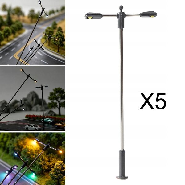 5x Miniatur-Straßenlaternen für Eisenbahnmodelle 6x3,2 cm