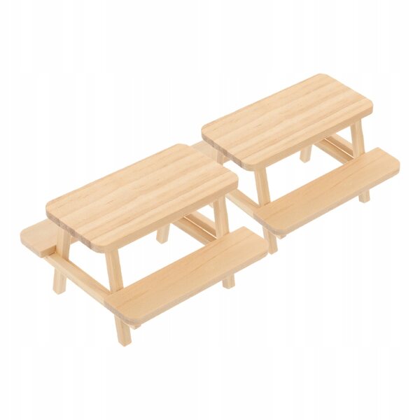 Lot de 2 mini meubles en bois pour maison de poupées avec table et chaises vertes