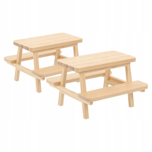 Set 2 Mini Mobili in Legno per Casa delle Bambole con Tavolo e Sedie Verdi