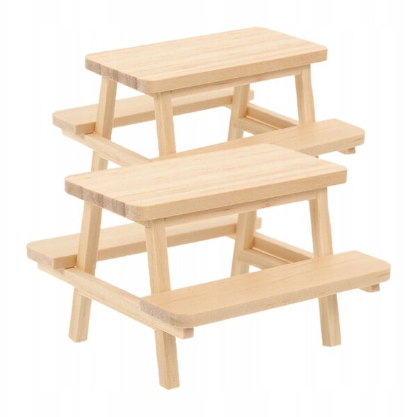Set 2 Mini Mobili in Legno per Casa delle Bambole con Tavolo e Sedie Verdi