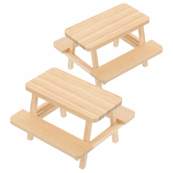 Set 2 Mini Mobili in Legno per Casa delle Bambole con Tavolo e Sedie Verdi