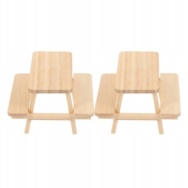 Set 2 Mini Mobili in Legno per Casa delle Bambole con Tavolo e Sedie Verdi