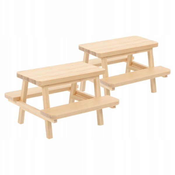Set 2 Mini Mobili in Legno per Casa delle Bambole con Tavolo e Sedie Verdi