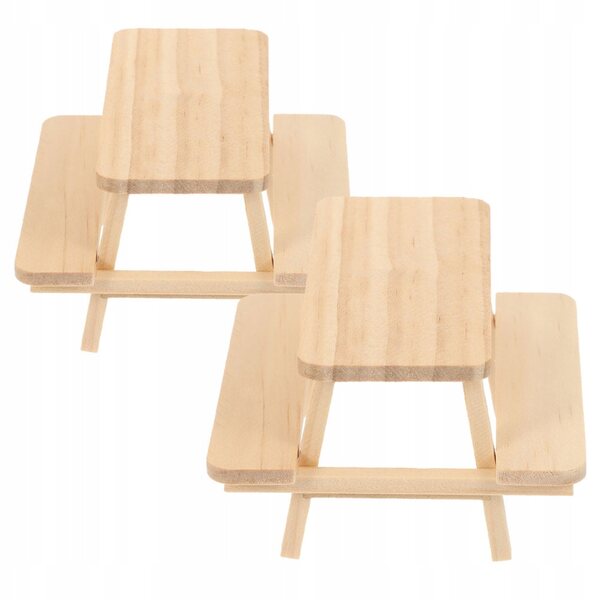Set 2 Mini Mobili in Legno per Casa delle Bambole con Tavolo e Sedie Verdi