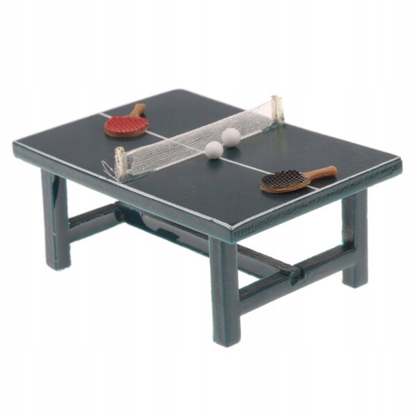 Miniatura Set Tennis Tavolo 1:12 per Casa delle Bambole con Tavolo e Racchette