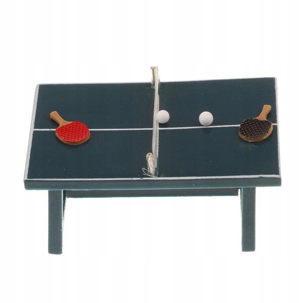 Miniatura Set Tennis Tavolo 1:12 per Casa delle Bambole con Tavolo e Racchette