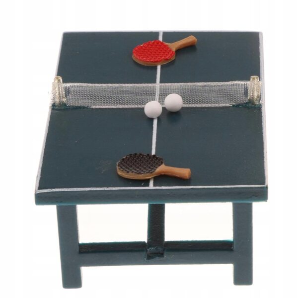 Miniatura Set Tennis Tavolo 1:12 per Casa delle Bambole con Tavolo e Racchette