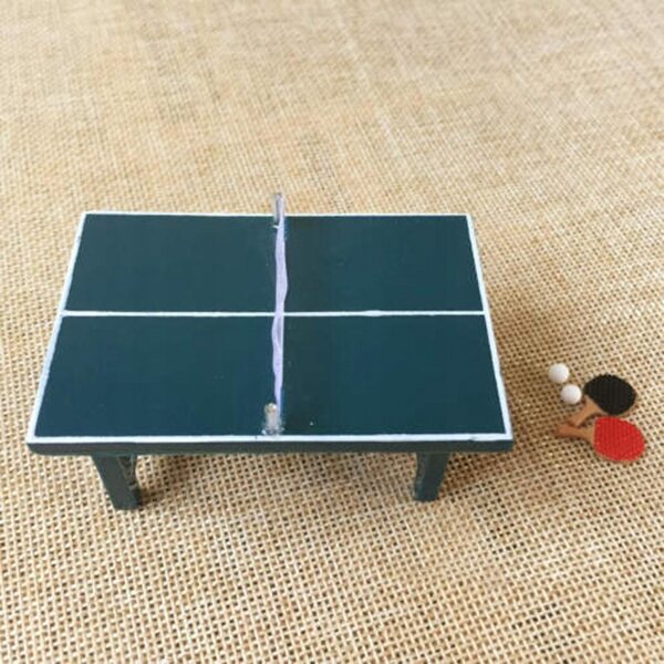 Miniatura Set Tennis Tavolo 1:12 per Casa delle Bambole con Tavolo e Racchette