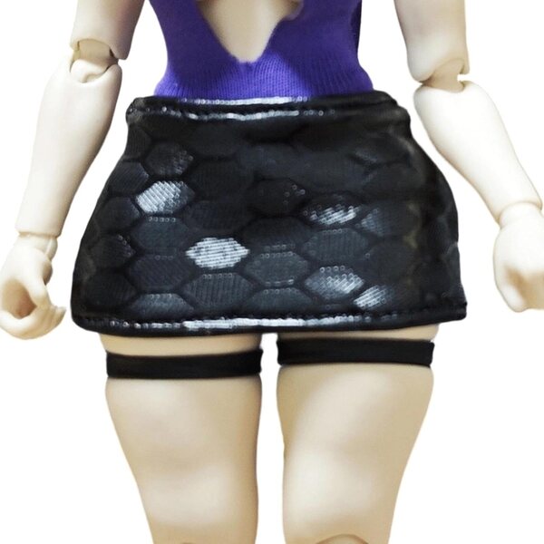 Colcolo Minigonna Nera Aderente 1/12 per Bambole e Action Figure 15 cm