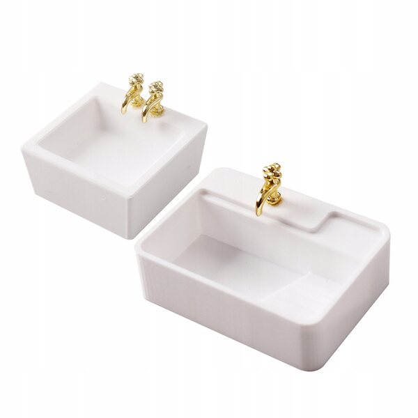 Mini lavandino quadrato in plastica per casa delle bambole set da 2 pezzi