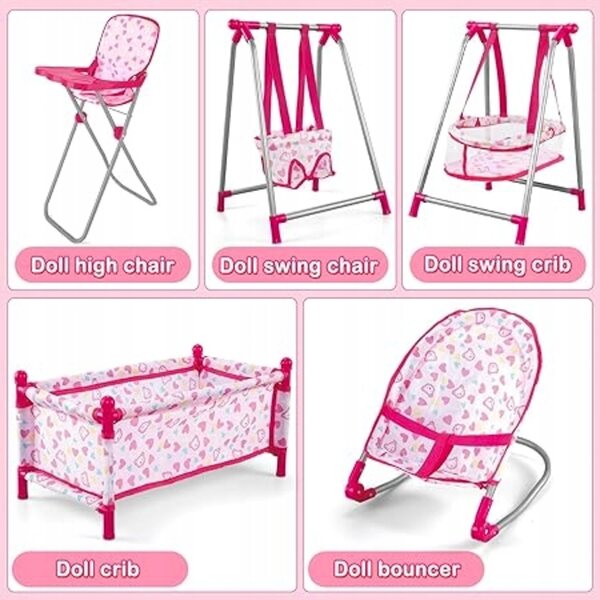 5-in-1-Set für DEAO-Puppen: Bett, Sitz, Schaukel, Sessel und Spiele