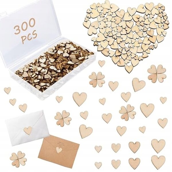 300 kleine Deko-Herzen aus Holz – Mini-Herzen-Set für vielseitige Dekorationen