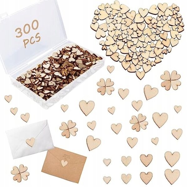300 kleine Deko-Herzen aus Holz – Mini-Herzen-Set für vielseitige Dekorationen