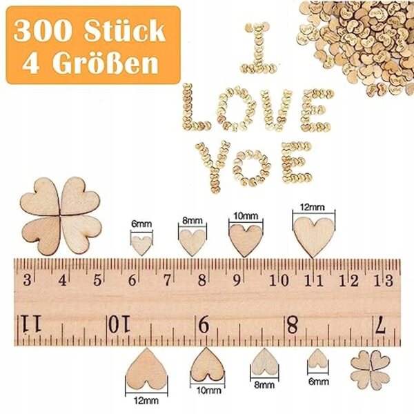 300 kleine Deko-Herzen aus Holz – Mini-Herzen-Set für vielseitige Dekorationen