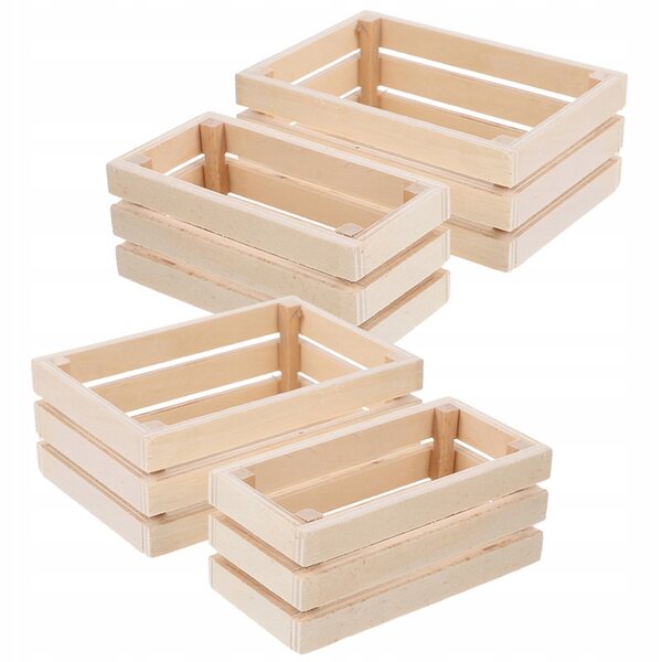 Set 4 Mini Cassette in Legno Khaki per Decorazioni Mini Casa e Scenari