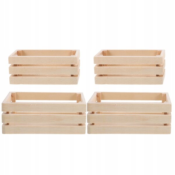 Set 4 Mini Cassette in Legno Khaki per Decorazioni Mini Casa e Scenari