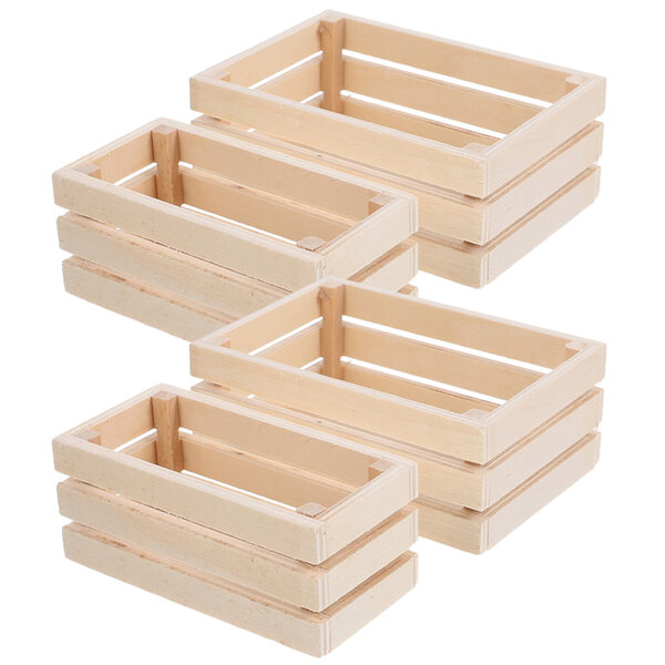 Set 4 Mini Cassette in Legno Khaki per Decorazioni Mini Casa e Scenari