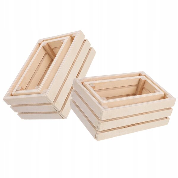 Set 4 Mini Cassette in Legno Khaki per Decorazioni Mini Casa e Scenari