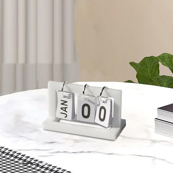 Miniatuur bureaukalender voor poppenhuizen op schaal 1:6, wit in ABS