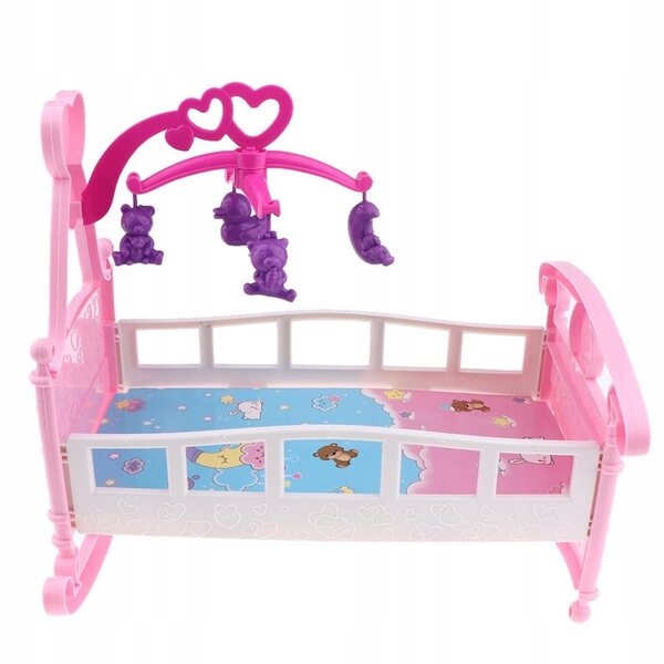 Mini Letto Culla a Dondolo per Bambole 32x25x29 cm Mobili in Legno