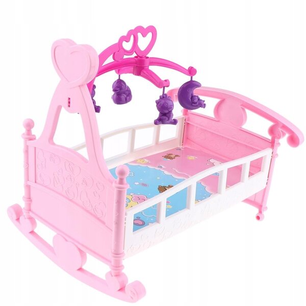 Mini Letto Culla a Dondolo per Bambole 32x25x29 cm Mobili in Legno