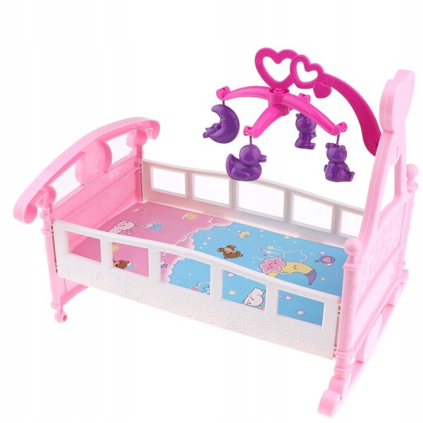 Mini Letto Culla a Dondolo per Bambole 32x25x29 cm Mobili in Legno