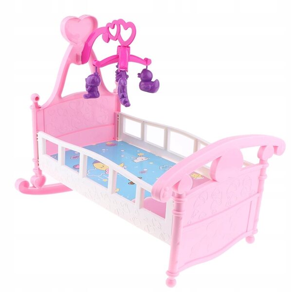 Mini Letto Culla a Dondolo per Bambole 32x25x29 cm Mobili in Legno