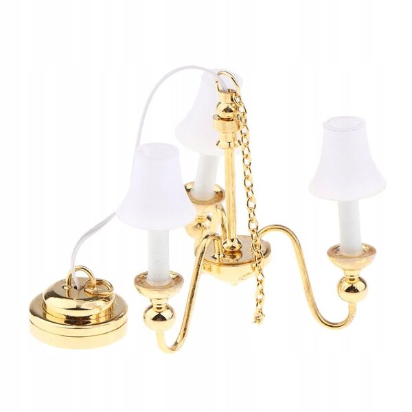 1:12 Miniatur-LED-Deckenlampe mit weißem Lampenschirm für Puppenhäuser