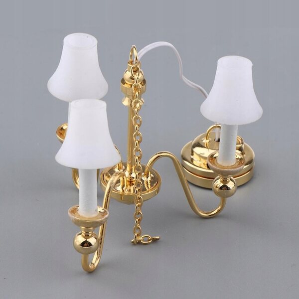 1:12 Miniatur-LED-Deckenlampe mit weißem Lampenschirm für Puppenhäuser
