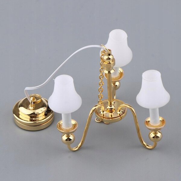 1:12 Miniatur-LED-Deckenlampe mit weißem Lampenschirm für Puppenhäuser