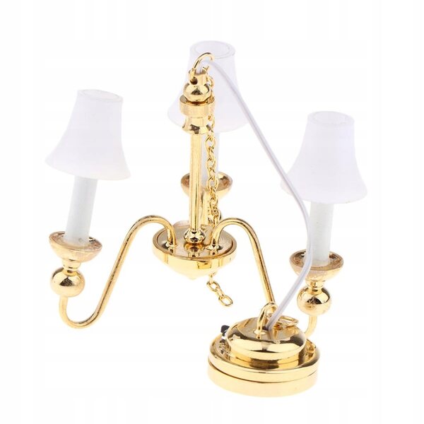 1:12 Miniatur-LED-Deckenlampe mit weißem Lampenschirm für Puppenhäuser