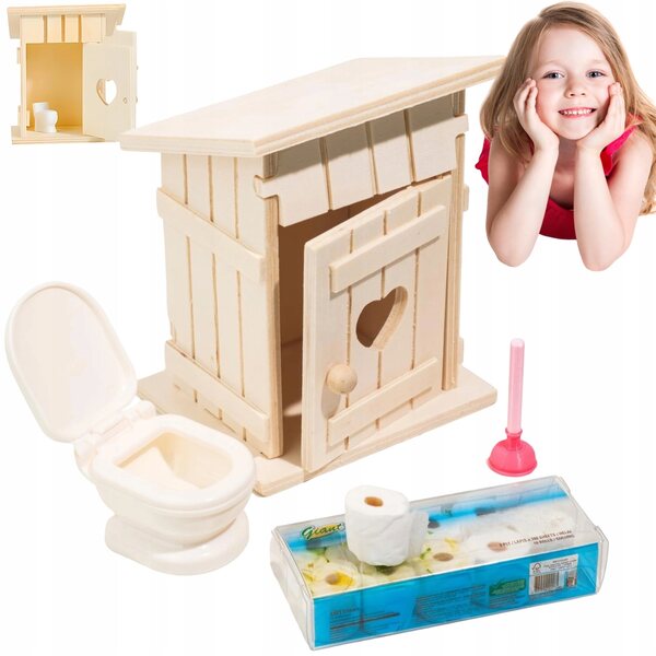 Miniatura in legno set toilette 13 pezzi per casa delle fate scala 1:12