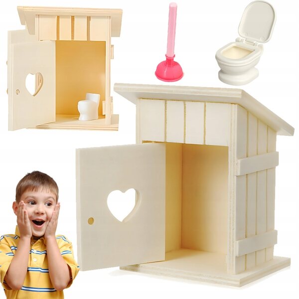 Miniatur-Toilettenset aus Holz, 13-teilig, für Feenhaus im Maßstab 1:12