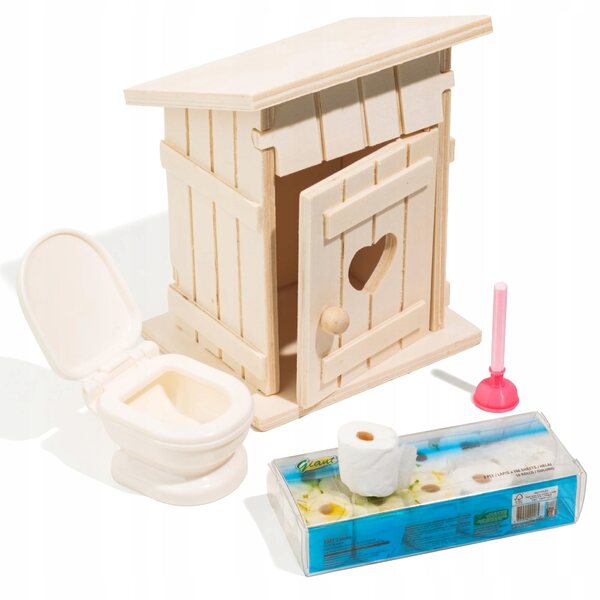Miniatur-Toilettenset aus Holz, 13-teilig, für Feenhaus im Maßstab 1:12