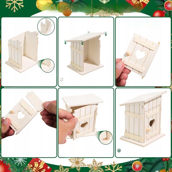Miniatur-Toilettenset aus Holz, 13-teilig, für Feenhaus im Maßstab 1:12