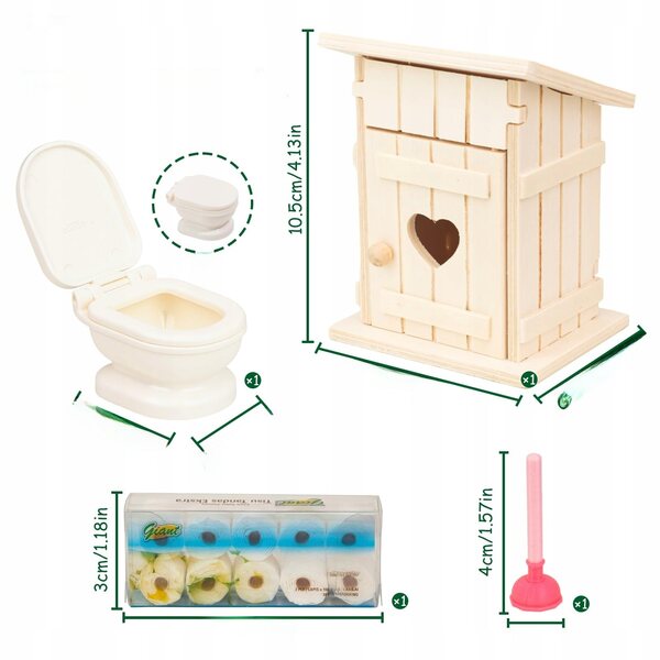 Miniatur-Toilettenset aus Holz, 13-teilig, für Feenhaus im Maßstab 1:12