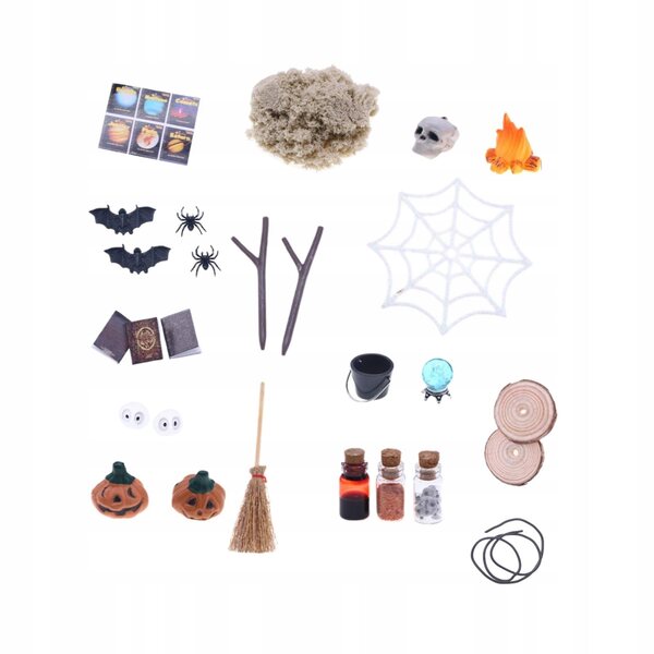 Halloween-Puppenhaus-Miniatur-Set, 27-teilig, aus Holzharz