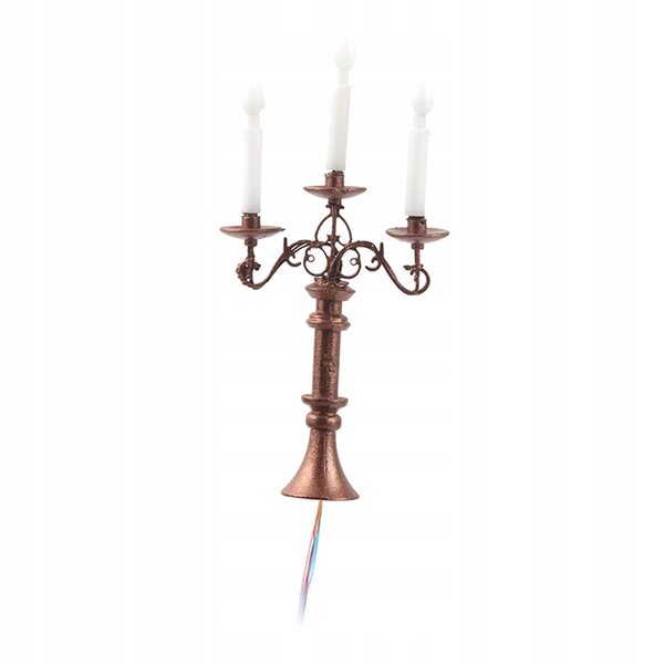 Modello Miniatura Candelabro 1:87 per Casa delle Bambole LED Marrone
