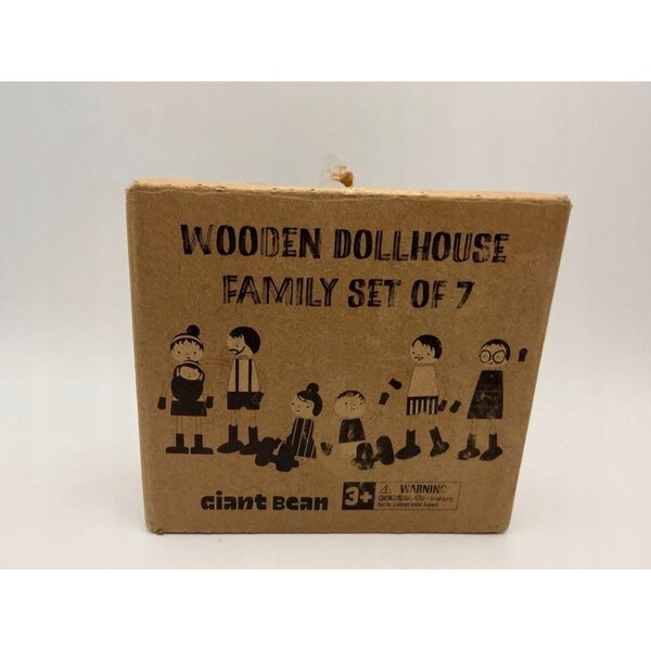 Set di 7 bambole di legno Giant Bean per casa delle bambole, età 3+