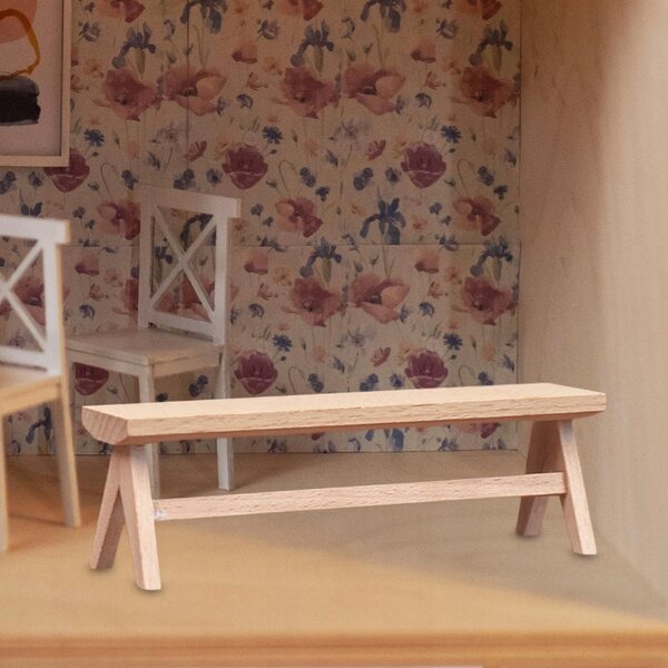 Miniatuur houten bankje voor poppenhuis 1:12 scènedecoratie