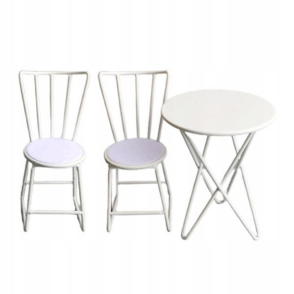 Set vintage tavolo e sedie in metallo per casa delle bambole scala 1:6 bianco