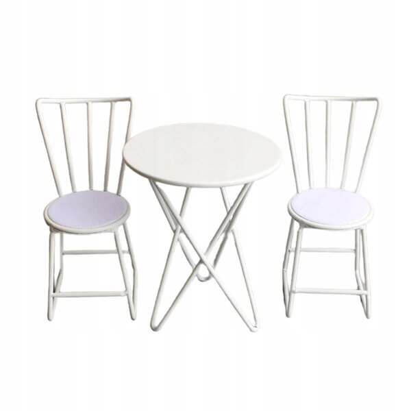 Set vintage tavolo e sedie in metallo per casa delle bambole scala 1:6 bianco