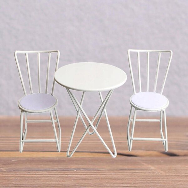 Set vintage tavolo e sedie in metallo per casa delle bambole scala 1:6 bianco