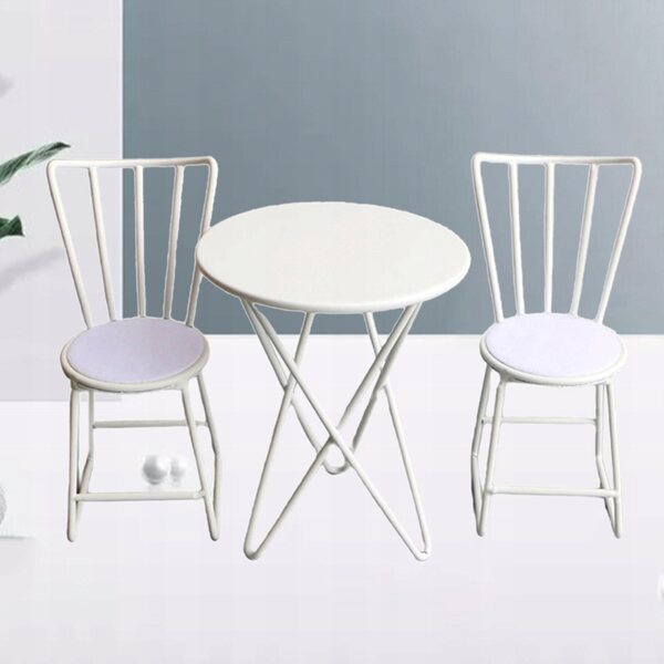 Set vintage tavolo e sedie in metallo per casa delle bambole scala 1:6 bianco